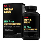 GNC Mega Men 50 Plus Multivitamin Caplets bottle front view